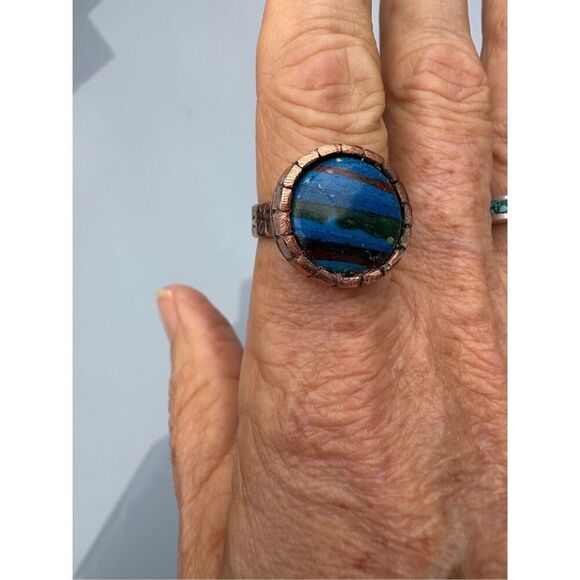 Ring, Copper and Blue Calcite Ring, size 10, NEW, Handmade, Artisan - Picture 1 of 12